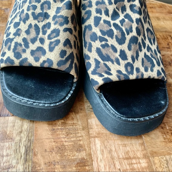 Y2K Nine West Leopard Chunky Platform Slide Sandal - Picture 5 of 8